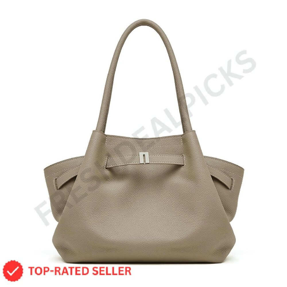 Leather Tote Bag Spacious Work Professional Minimalist Office Chic